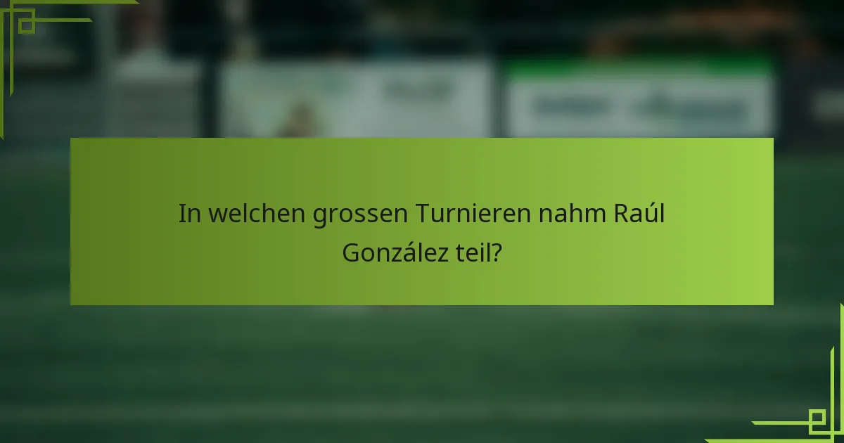 In welchen grossen Turnieren nahm Raúl González teil?
