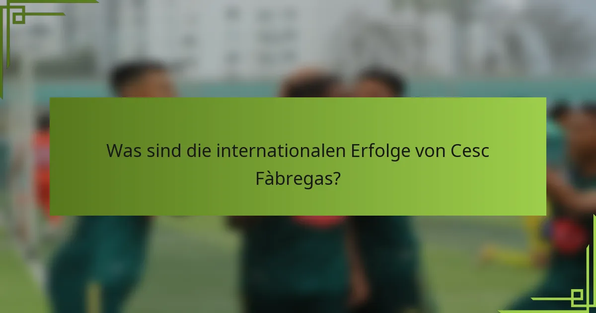 Was sind die internationalen Erfolge von Cesc Fàbregas?