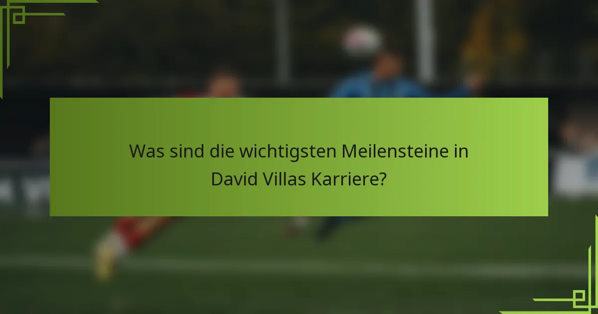 Was sind die wichtigsten Meilensteine in David Villas Karriere?