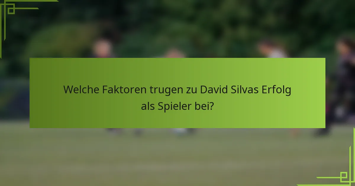 Welche Faktoren trugen zu David Silvas Erfolg als Spieler bei?
