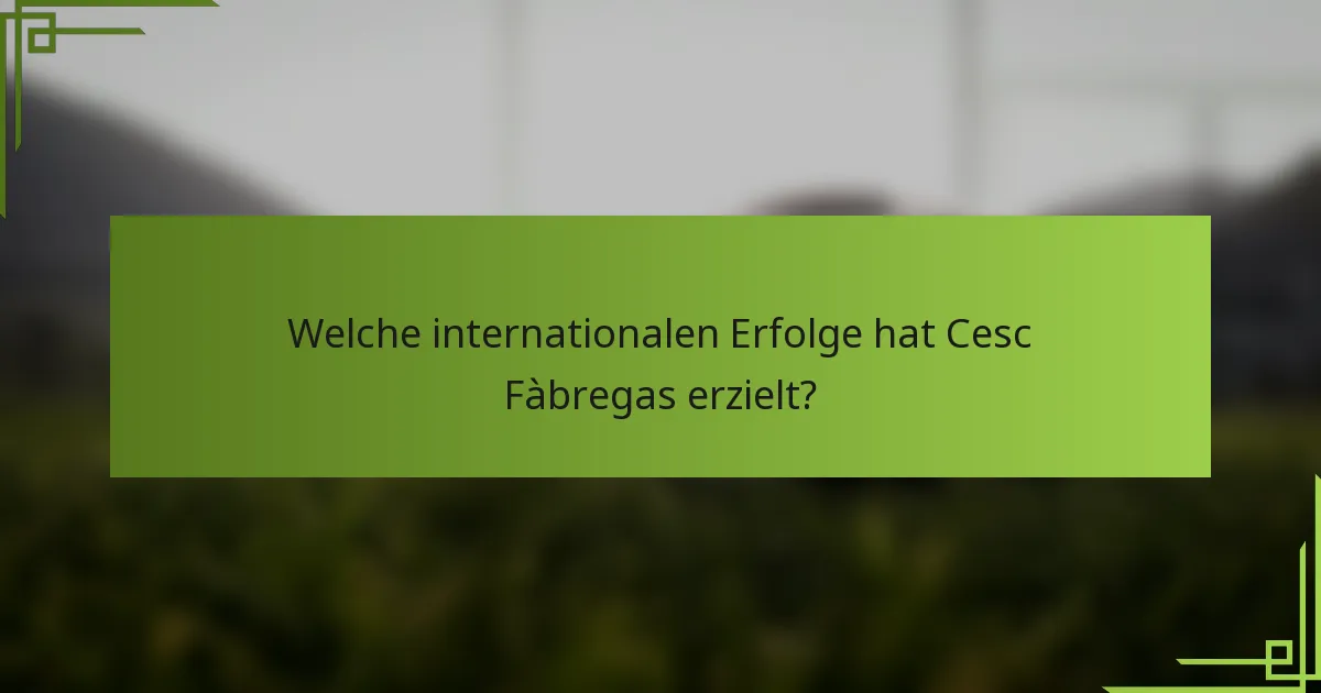 Welche internationalen Erfolge hat Cesc Fàbregas erzielt?