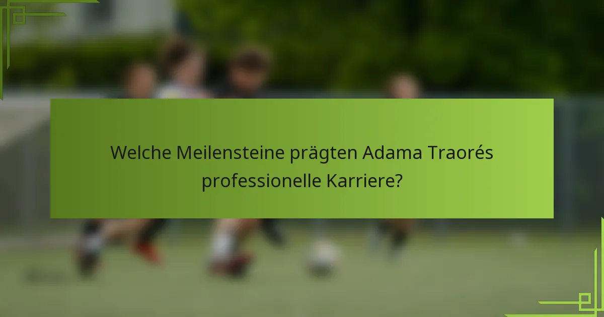 Welche Meilensteine prägten Adama Traorés professionelle Karriere?