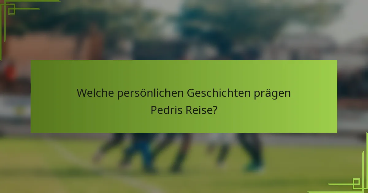Welche persönlichen Geschichten prägen Pedris Reise?