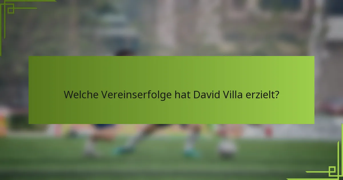 Welche Vereinserfolge hat David Villa erzielt?