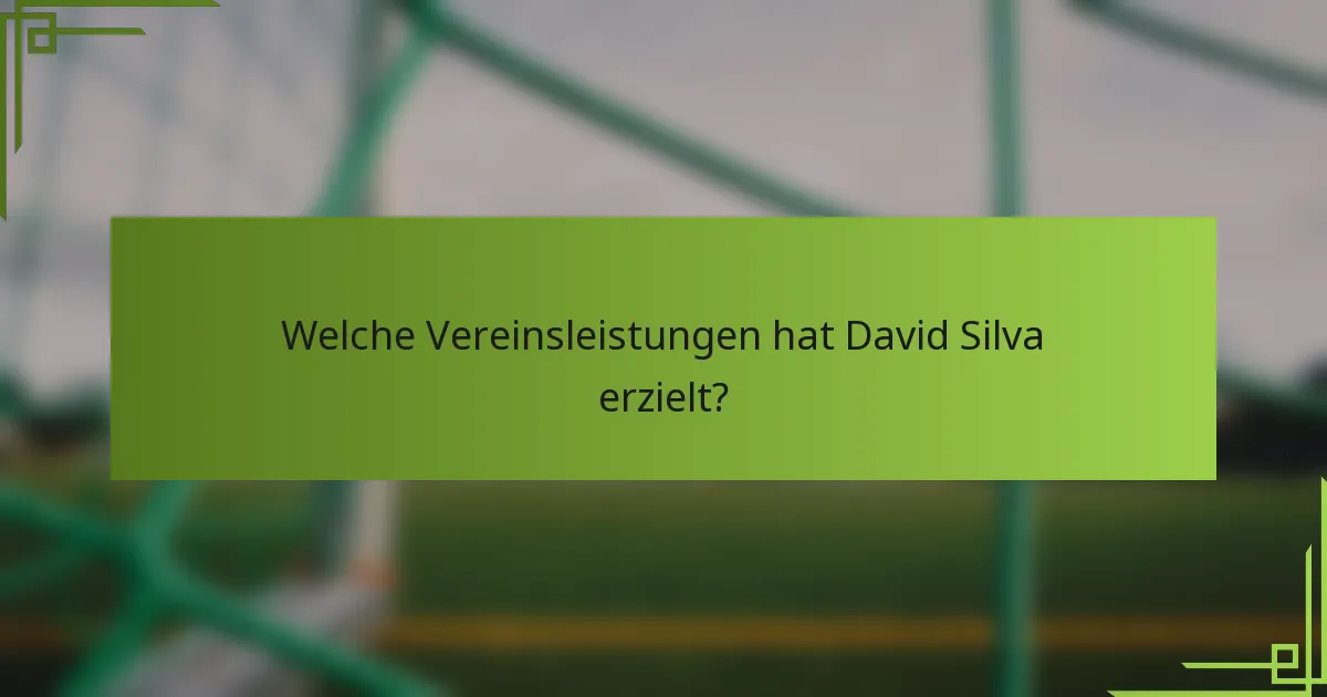Welche Vereinsleistungen hat David Silva erzielt?