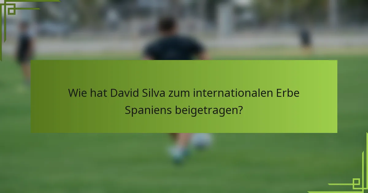 Wie hat David Silva zum internationalen Erbe Spaniens beigetragen?