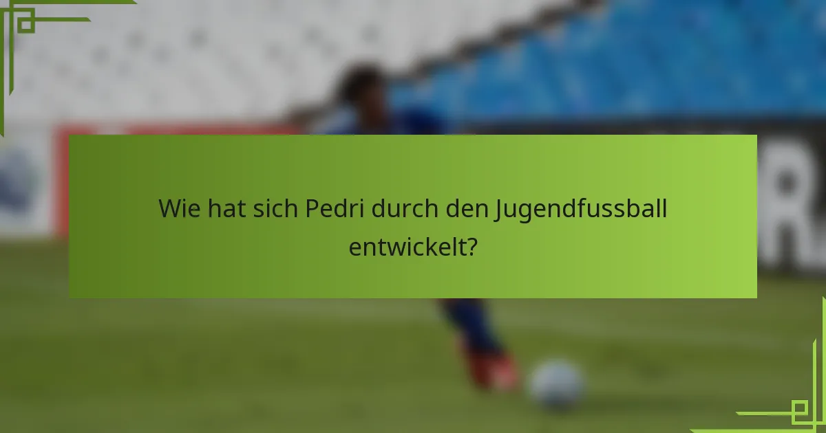 Wie hat sich Pedri durch den Jugendfussball entwickelt?