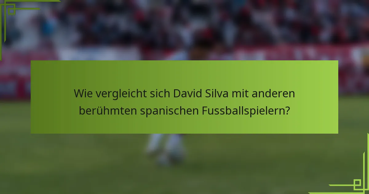 Wie vergleicht sich David Silva mit anderen berühmten spanischen Fussballspielern?
