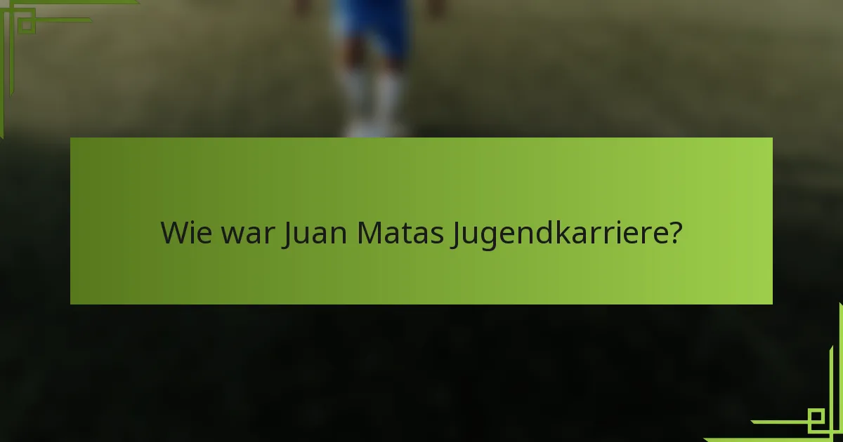 Wie war Juan Matas Jugendkarriere?